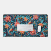 Naadloze bloemenpapier patroon Desk Mat (Keyboard & Muis)