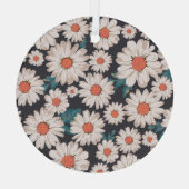 Naadloze bloesem Daisy Flower Pattern Glas Ornament (Achterkant)