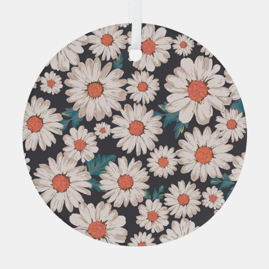 Naadloze bloesem Daisy Flower Pattern Glas Ornament (Achterkant)