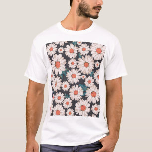 Naadloze bloesem Daisy Flower Pattern T-shirt