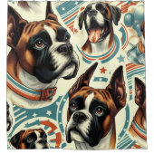 naadloze bokser hondenillustratie douchegordijn (Voorkant)