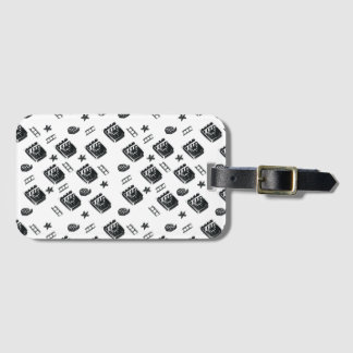 Naadloze Ciak Pattern met bioscoopsymbolen en klap Bagagelabel