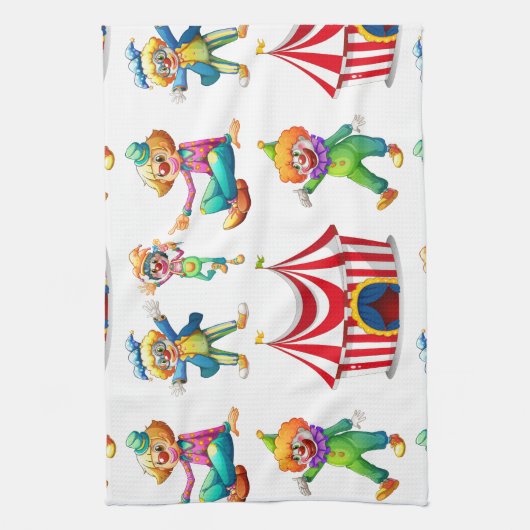 Naadloze clowns en circustent theedoek (Verticaal)