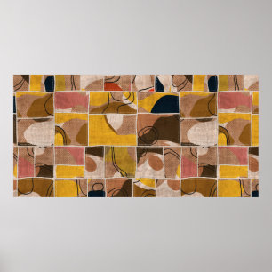 Naadloze collage van patchwork, mix het quilpatroo poster