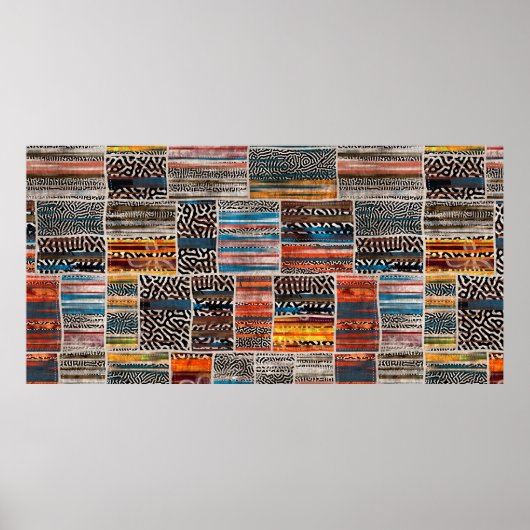 Naadloze collage van patchwork, mix het quilpatroo poster (Voorkant)