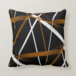 Naadloze Criss Cross Sienna Brown en White Lines Kussen