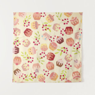 naadloze cupcake illustratie wandkleed