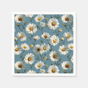 Naadloze Daisy Flower Pattern op Blauw Servet