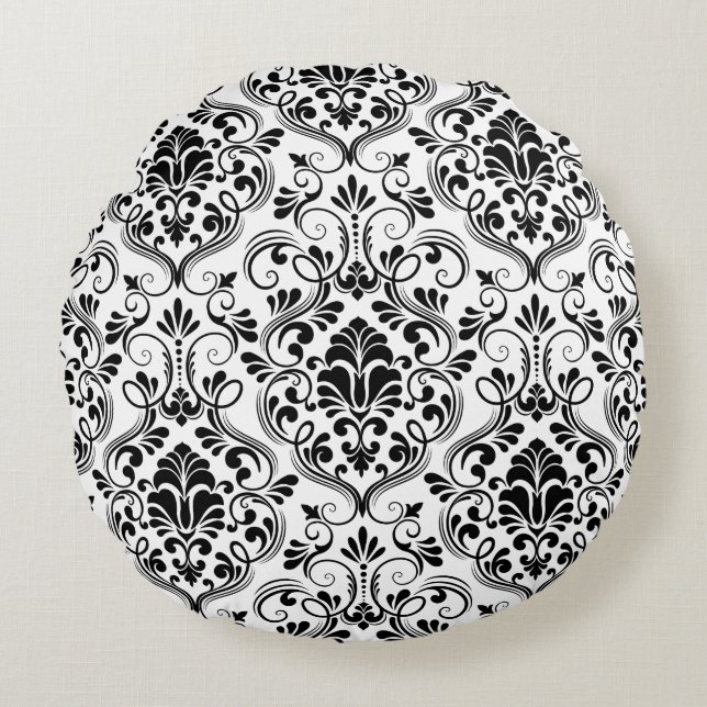 Naadloze Damask Rond Kussen (Voorkant)