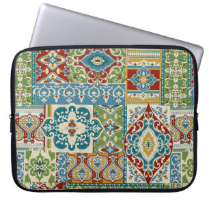 Naadloze demask met kleurrijke patchwork. Vintage Laptop Sleeve
