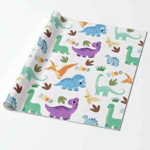 Naadloze Dinosaurus patroon verjaardagsfeest Cadeaupapier