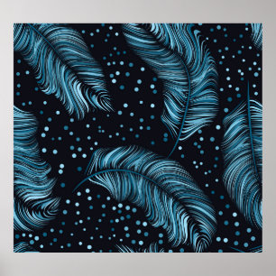 Naadloze donkere veren textuur, abstract . poster