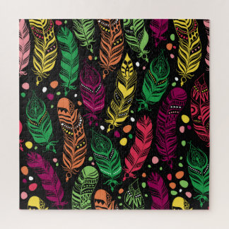 Naadloze etnische veren, levendig patroon. legpuzzel