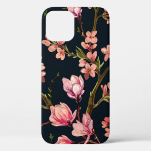 Naadloze florale achtergrond met handgetekende iPhone 12 hoesje