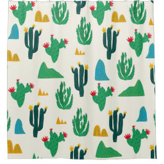 Naadloze florale natuurlijke abstracte cactus patr douchegordijn