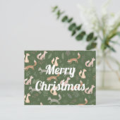 Naadloze fox Winter Branches en Leaves Pattern Briefkaart (Staand voorkant)