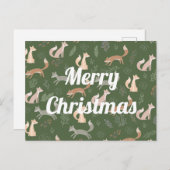 Naadloze fox Winter Branches en Leaves Pattern Briefkaart (Voorkant / Achterkant)