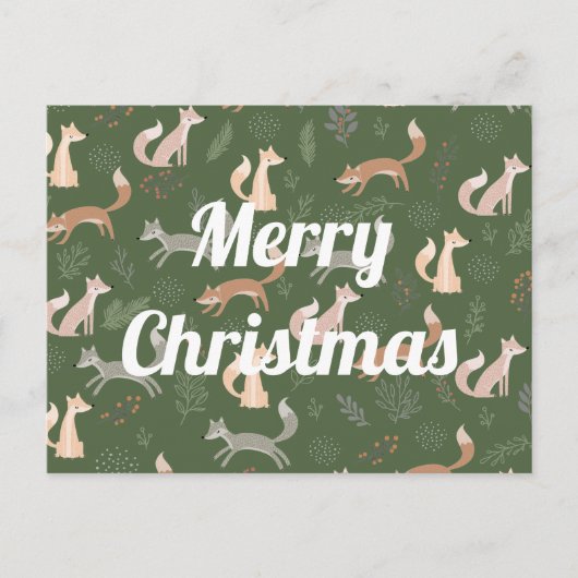 Naadloze fox Winter Branches en Leaves Pattern Briefkaart (Voorkant)