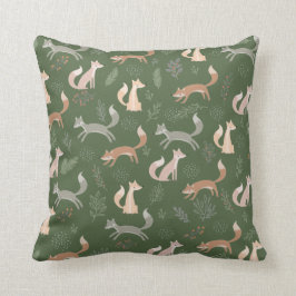 Naadloze fox Winter Branches en Leaves Pattern Kussen