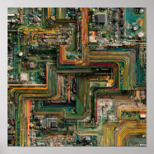 Naadloze Gebroken Tech: Gebogen Printplaten  Poster
