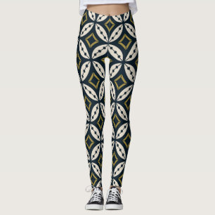 Naadloze geometrische bloemen: kleurrijk patroon. leggings