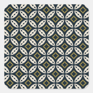Naadloze geometrische bloemen: kleurrijk patroon. vierkante sticker