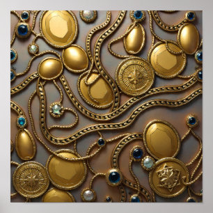 Naadloze gepreste reliëf gouden zilveren stof / be poster