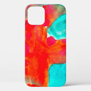 Naadloze giraffe, blauw, oranje waterverf kunstena iPhone 12 hoesje