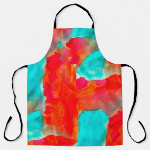 Naadloze giraffe, blauw, oranje waterverf kunstena schort