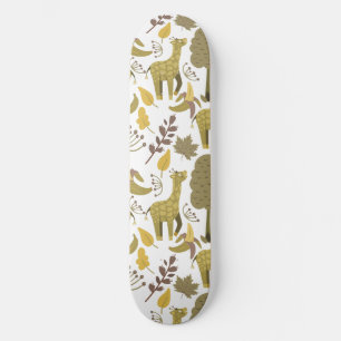 Naadloze Giraffe gele witte achtergrond Skateboard