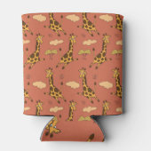 Naadloze Giraffe Patroon Illustratie Blikjeskoeler (Achterkant)