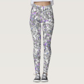Naadloze glitter sparkles sequenschuimen zilver leggings (Voorkant)