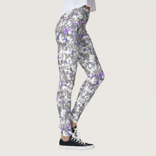 Naadloze glitter sparkles sequenschuimen zilver leggings (Rechts)