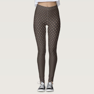 Naadloze gouden confetti cirkels bruine chocolade leggings
