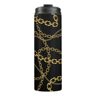 Naadloze gouden ketting, elegant patroon. thermosbeker