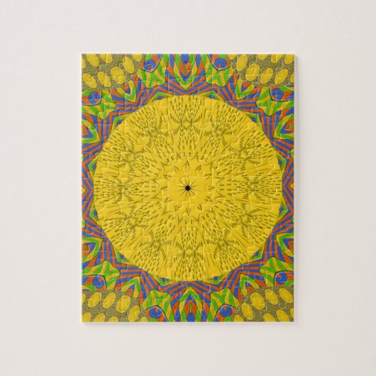 Naadloze gouden sierbloem. legpuzzel (Verticaal)