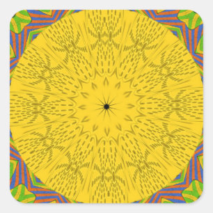 Naadloze gouden sierbloem. vierkante sticker