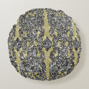 naadloze grunge Cambodjaanse florale patternethnic Rond Kussen