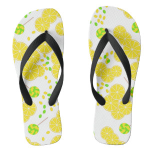 Naadloze heldere citroenschijfjes snoep lolly's zo teenslippers