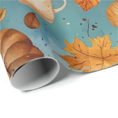 Naadloze Herfst Patroon met pompoenen, Herfstblade Cadeaupapier (Rol Hoek)