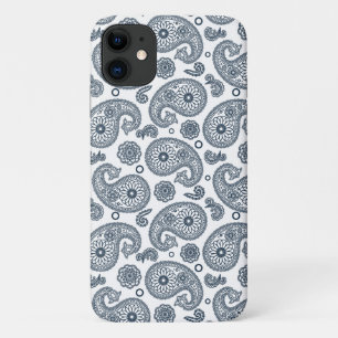 Naadloze Indiase donkerblauwe paisley patroon op w iPhone 11 Hoesje