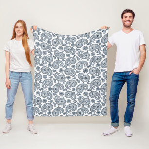Naadloze Indiase donkerblauwe paisley patroon op w Fleece Deken