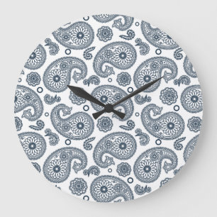 Naadloze Indiase donkerblauwe paisley patroon op w Grote Klok