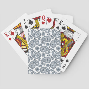 Naadloze Indiase donkerblauwe paisley patroon op w Pokerkaarten