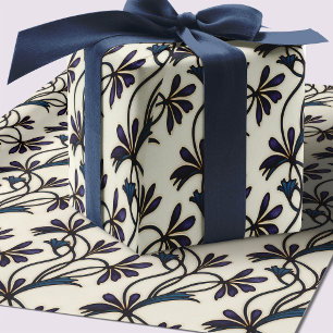 Naadloze Indigo Violet Crocus organische patronen Cadeaupapier