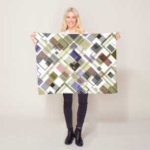 Naadloze ingecheckte vleid tartan patroon groene b fleece deken