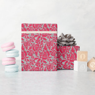 Naadloze kant romantische retro rode lacy patat cadeaupapier