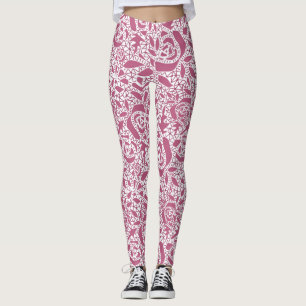 Naadloze kant rozen romantische retro  rode lak leggings