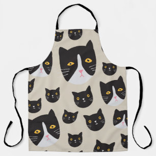 Naadloze kat, grillige patroonillustratie. schort
