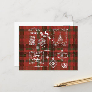 Naadloze kerstdecoratie Rood-wit Feestdagenkaart